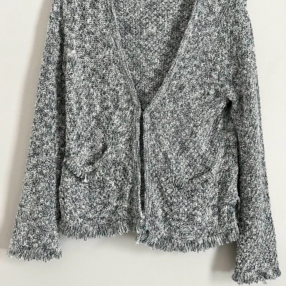 J. Crew Lady Sweater Jacket with Fringe Seaweed Navy‎ Green Women’s Size Medium